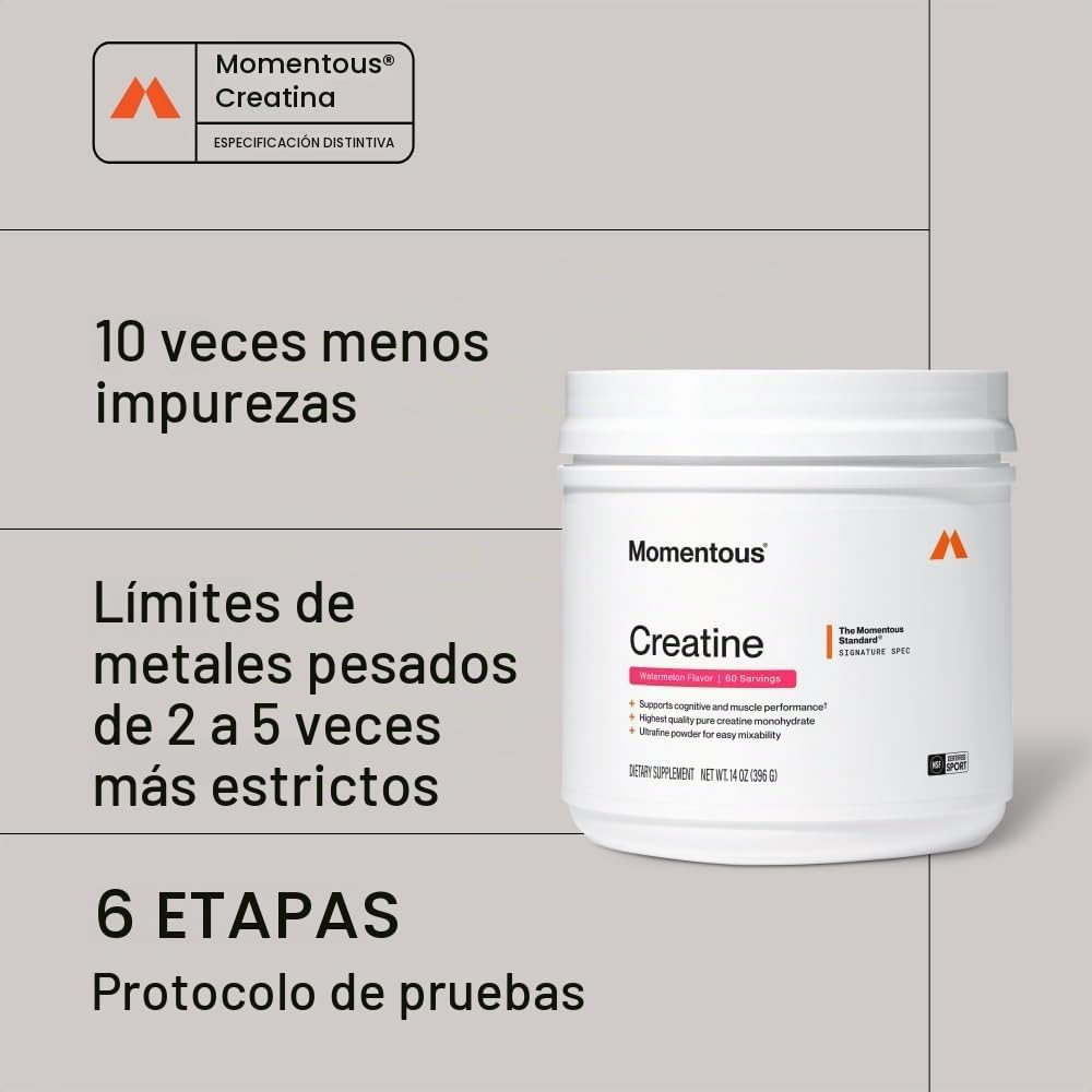 Momentous Monohidrato de creatina en polvo, 0.2 oz por porción, san...