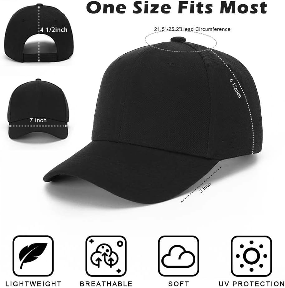 ZH Gorra de béisbol ajustable lisa - Lote de 12 gorras unisex de di...
