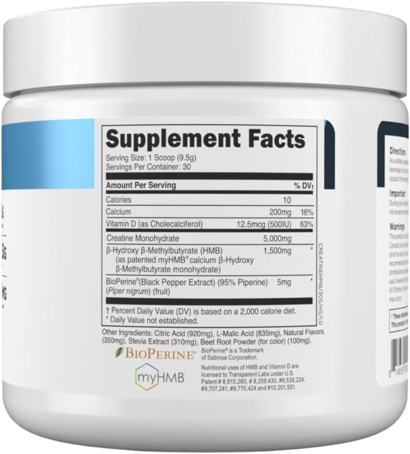 Transparent Labs Creatine HMB - Polvo de monohidrato de creatina co...