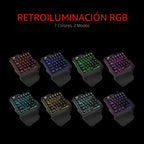 RedThunder Teclado para juegos con una sola mano RGB Retroiluminado...