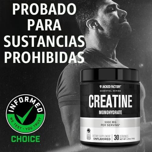 Jacked Factory Monohidrato de creatina en polvo 5.29 oz \u2013 0.18...