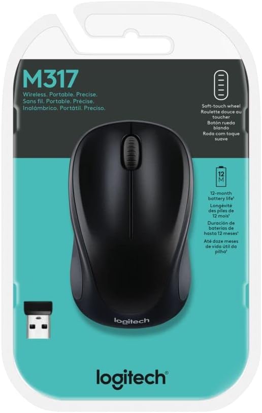 Ratón inalámbrico Logitech M317 compacto ambidiestro de 2,4 GHz - N...