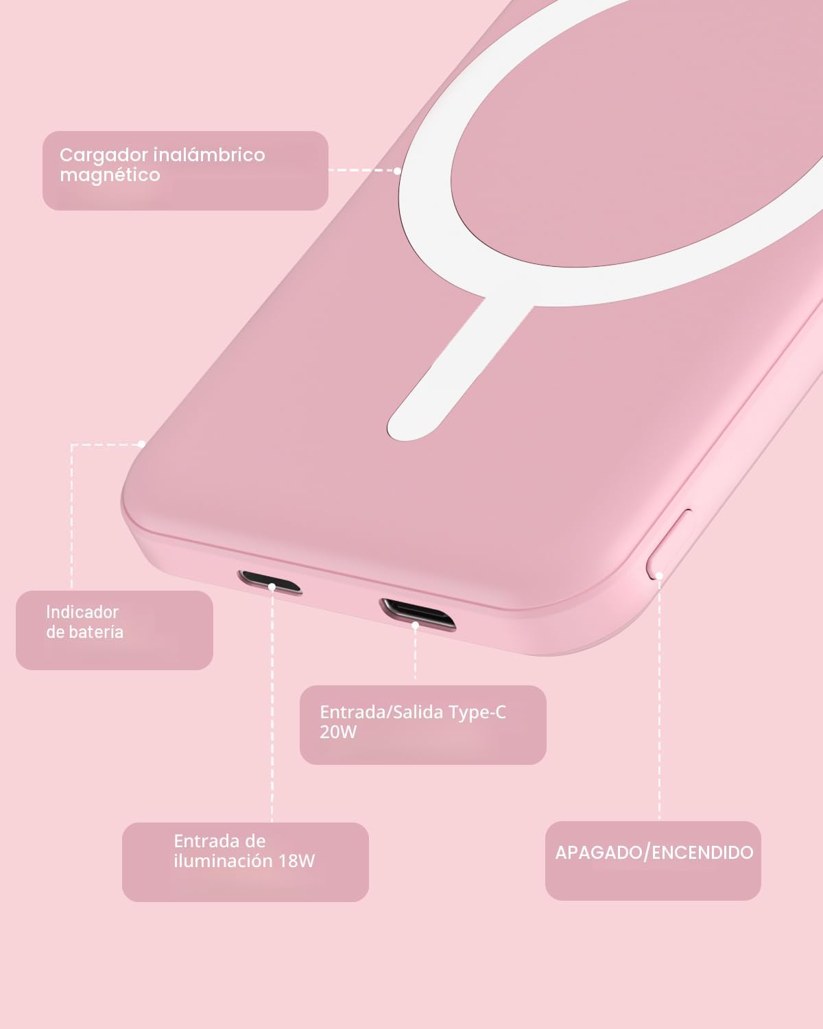 podoru para MagSafe Power Bank 5000mAh, cargador portátil magnético...