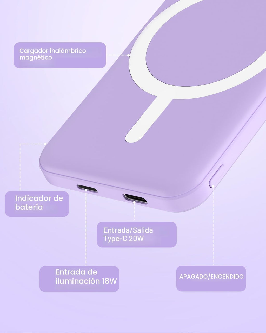 podoru para MagSafe Power Bank 5000mAh, cargador portátil magnético...