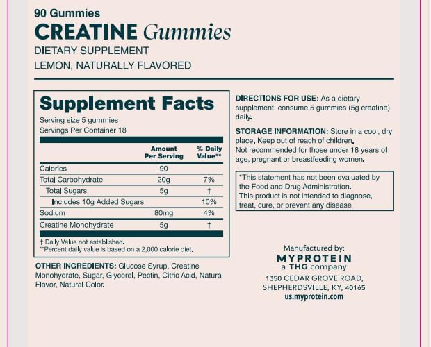 Myprotein Gomitas de creatina, 0.18 onzas de monohidrato de creatin...