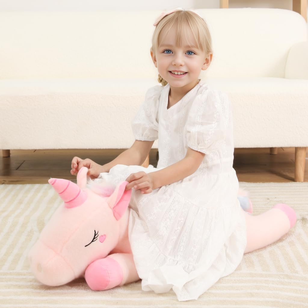 Peluche de unicornio rosa gigante de 32 pulgadas, almohada de cuerp...