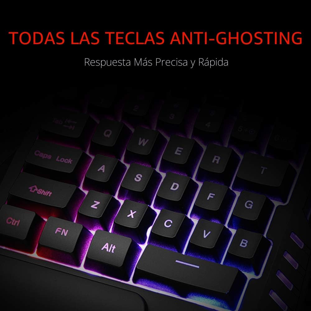 RedThunder Teclado para juegos con una sola mano RGB Retroiluminado...