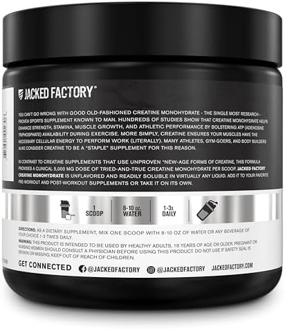 Jacked Factory Monohidrato de creatina en polvo 5.29 oz \u2013 0.18...