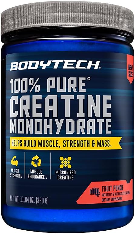 BodyTech - Monohidrato de creatina en polvo, ponche de frutas, 11.6...