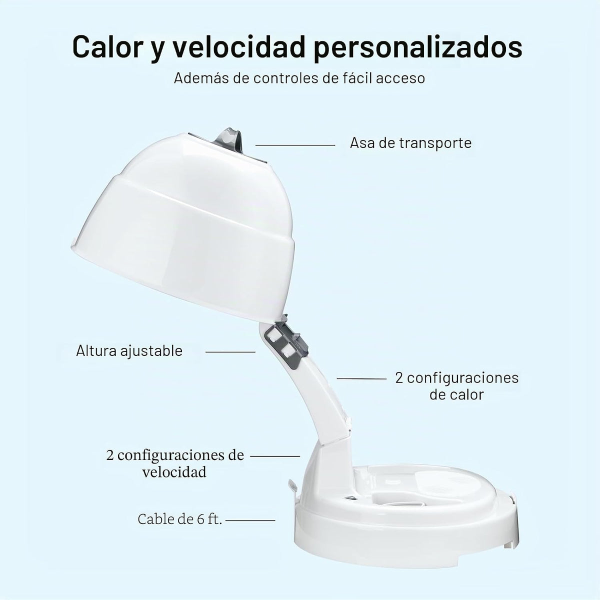 Secador de pelo Conair Bonnet con asa de transporte, altura ajustab...