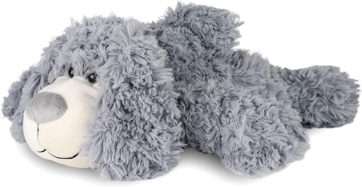 WEIGEDU Juguete de peluche de perro cachorro gris sonriente, 17,7 p...