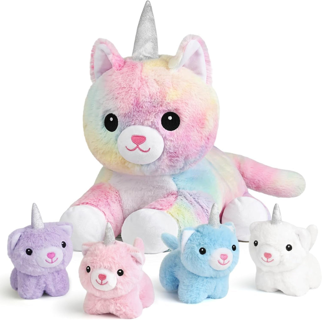 KMUYSL - Juguetes de peluche para mamá con 4 bebés, animal de peluc...
