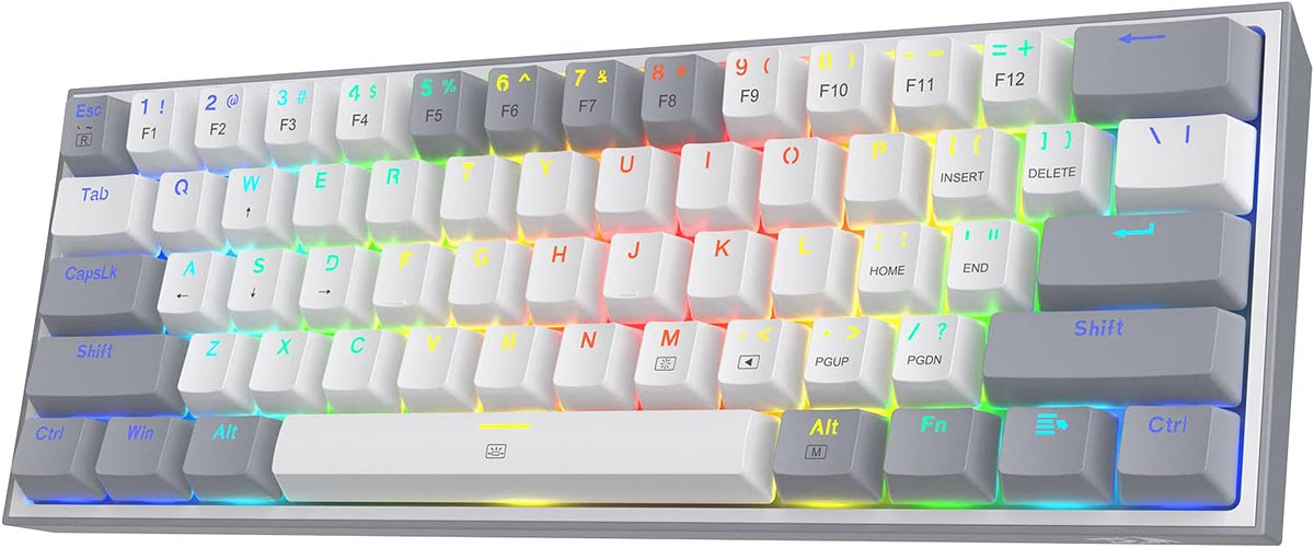Redragon K617 Teclado mecánico para juegos RGB compacto con interca...