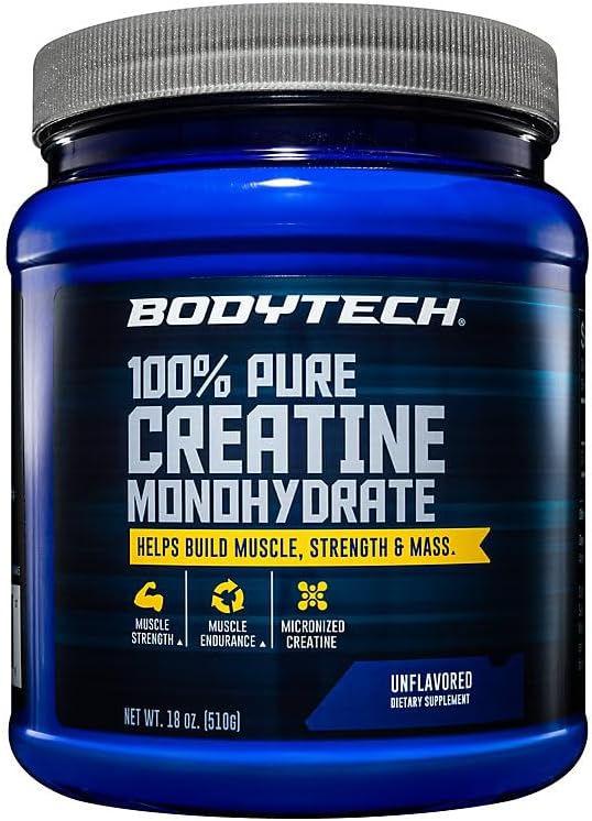 BodyTech monohidrato de creatina en polvo, sin sabor, 18 oz, 102 po...