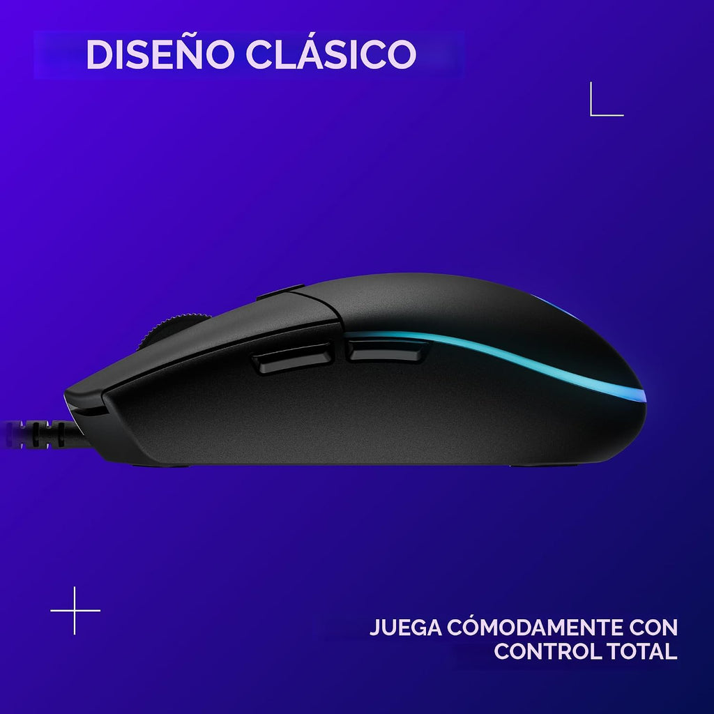 Logitech G203 Wired Gaming Mouse - Black | LIGHTSYNC RGB, memoria i...