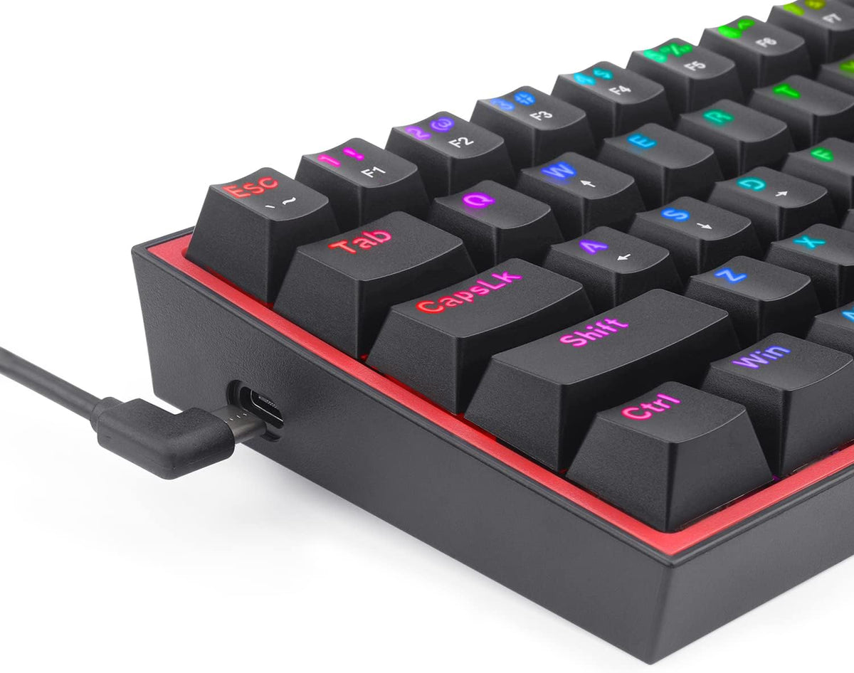 Redragon Teclado mecánico para juegos RGB compacto con cable K617 c...