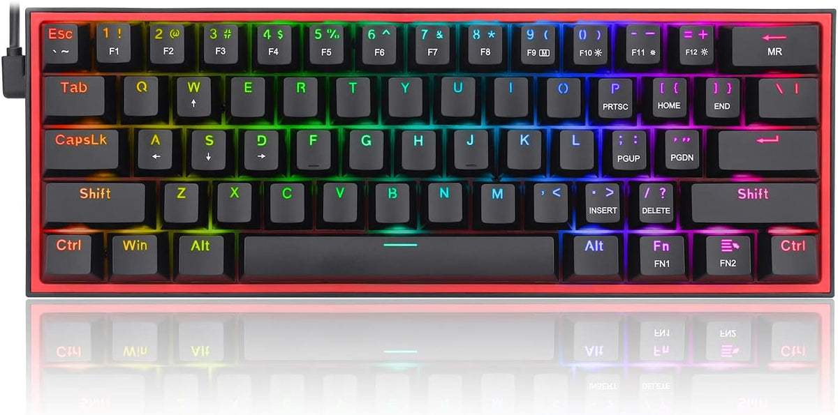 Redragon Teclado mecánico para juegos RGB compacto con cable K617 c...