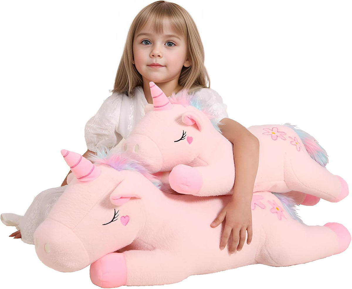 Peluche de unicornio rosa gigante de 32 pulgadas, almohada de cuerp...