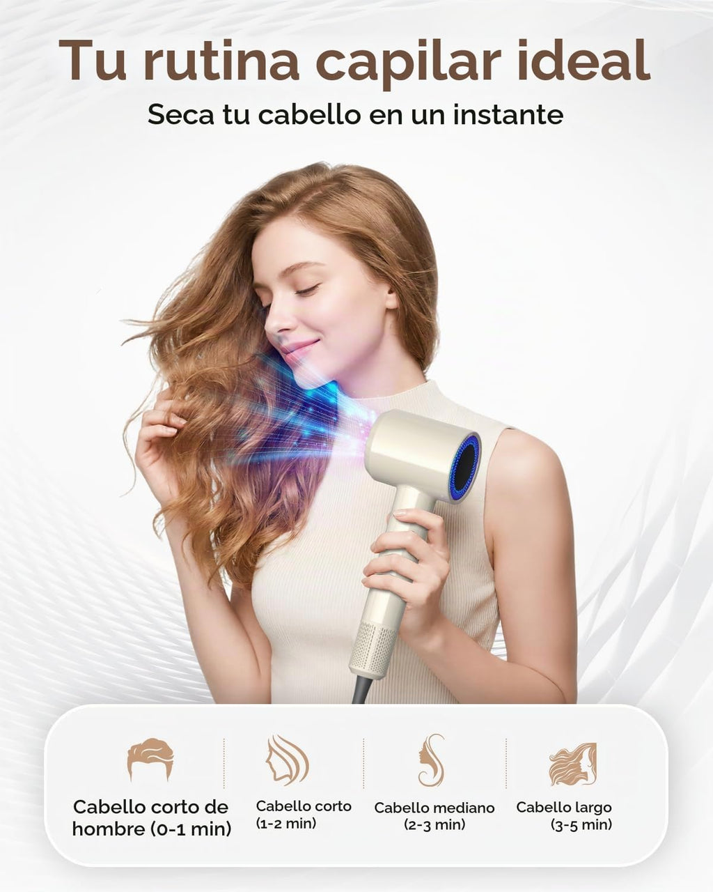 Secador de pelo iónico, secador de pelo con difusor, control inteli...