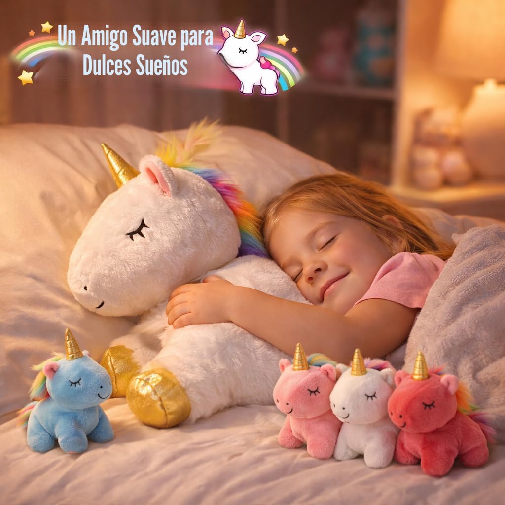 KMUYSL Mamá Peluches con 4 Bebés, Peluche para Niños, Unicornio | P...