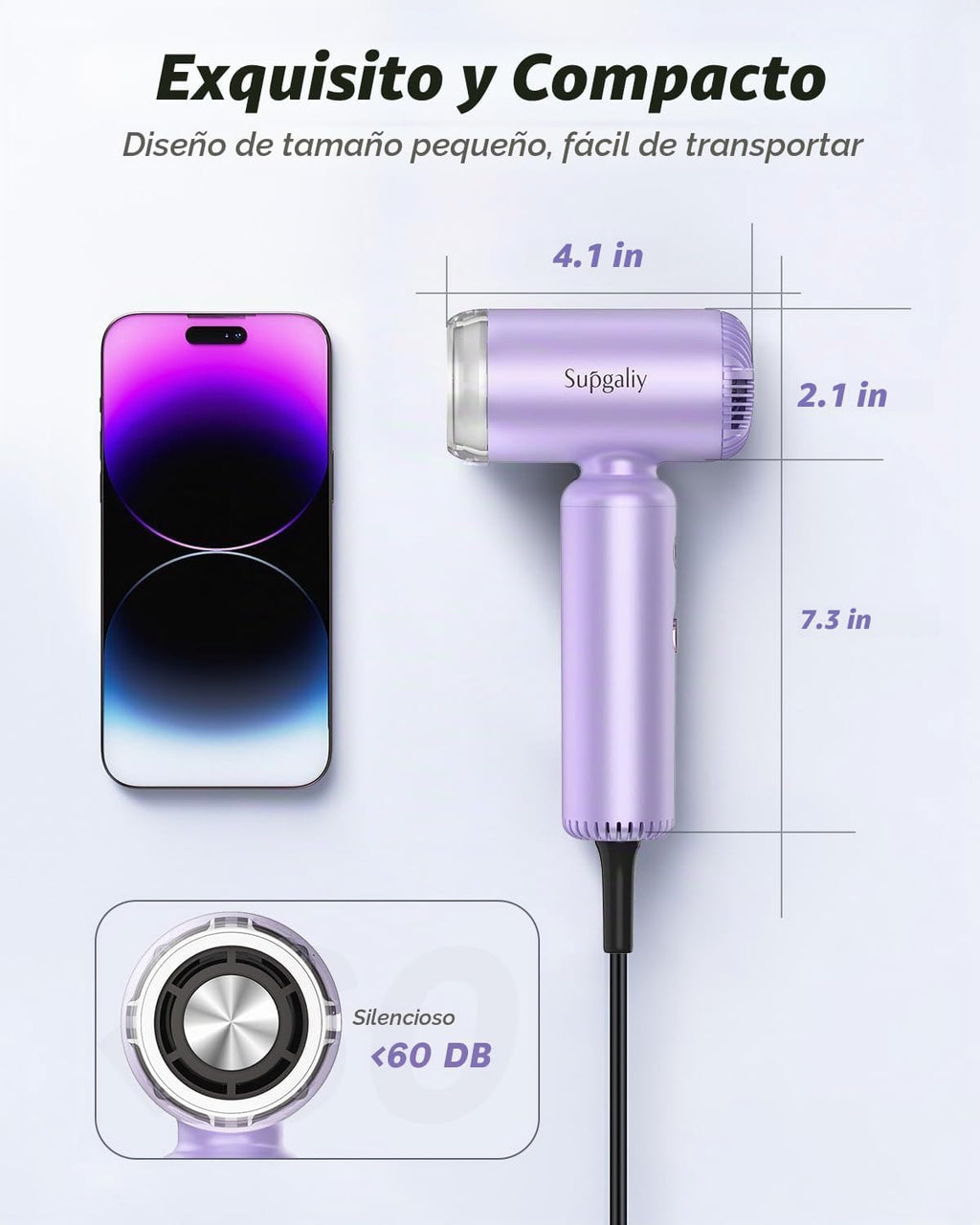 SUPGALIY Secador de pelo de viaje de doble voltaje, secador de sopl...