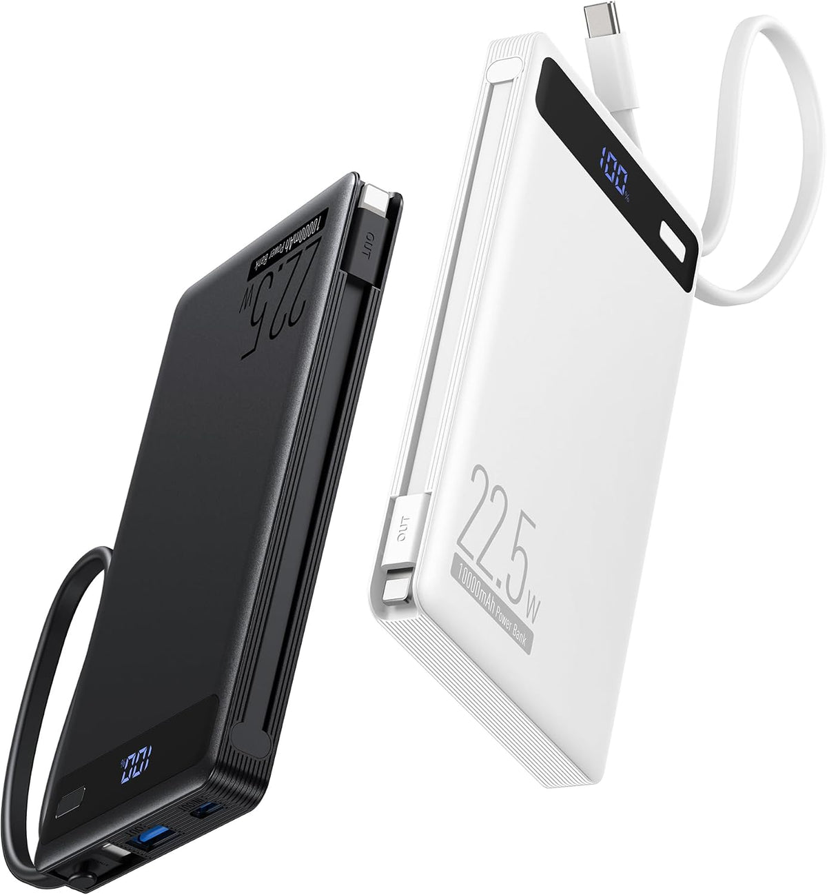 Paquete de 2 cargadores portátiles de 10000 mAh 22.5 W, cables inco...