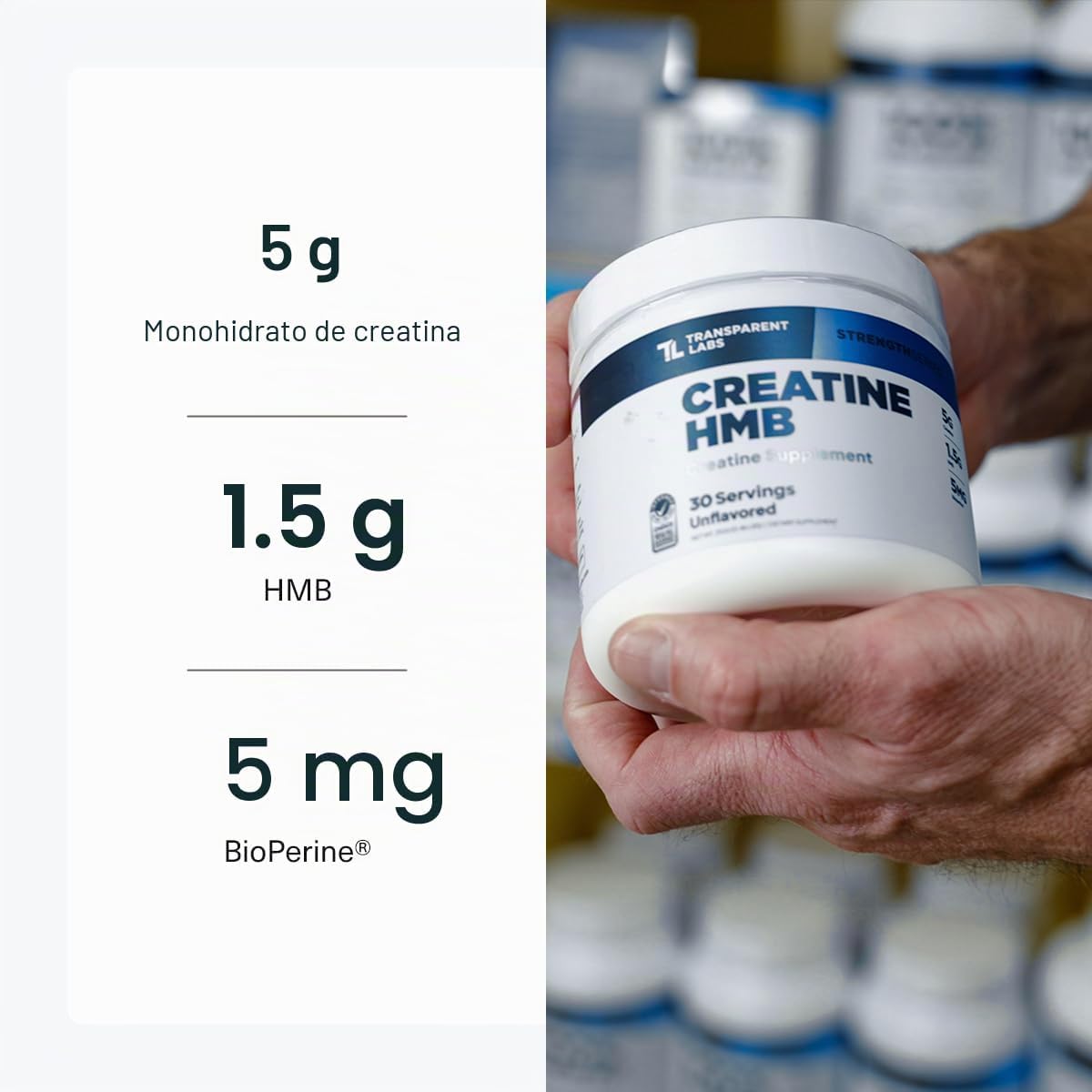 Transparent Labs Creatine HMB - Monohidrato de creatina en polvo co...