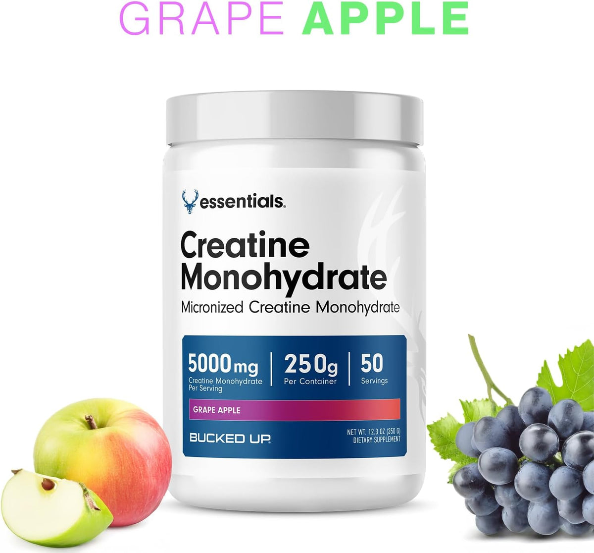 Polvo de monohidrato de creatina Bucked Up sabor uva y manzana para...