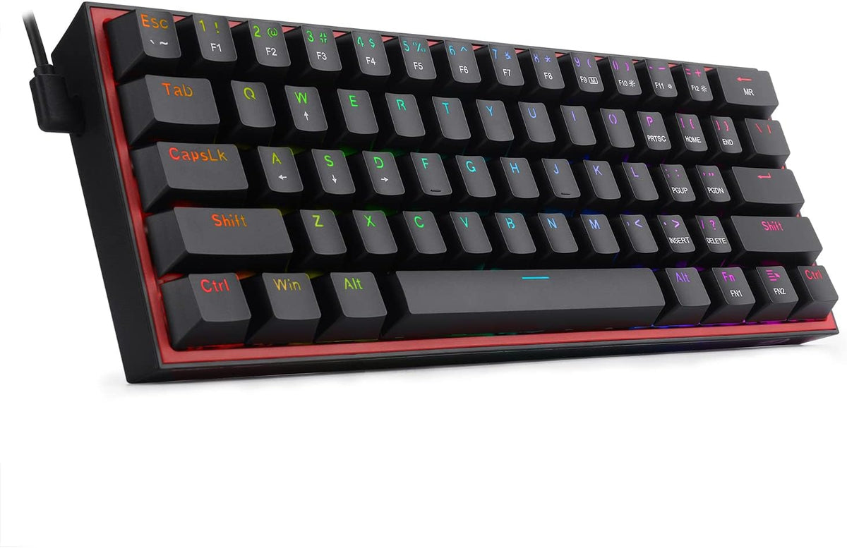 Redragon Teclado mecánico para juegos RGB compacto con cable K617 c...