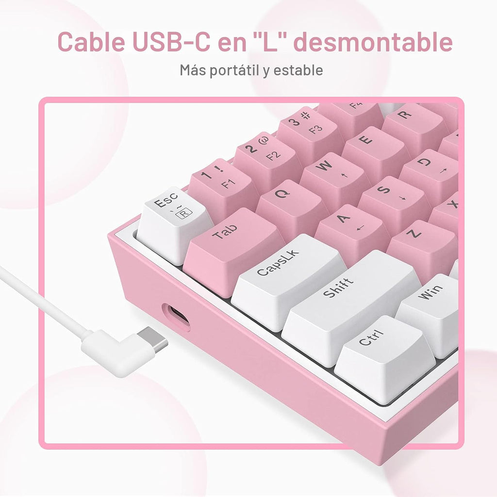 Redragon K617 Teclado mecánico para juegos RGB compacto con interca...
