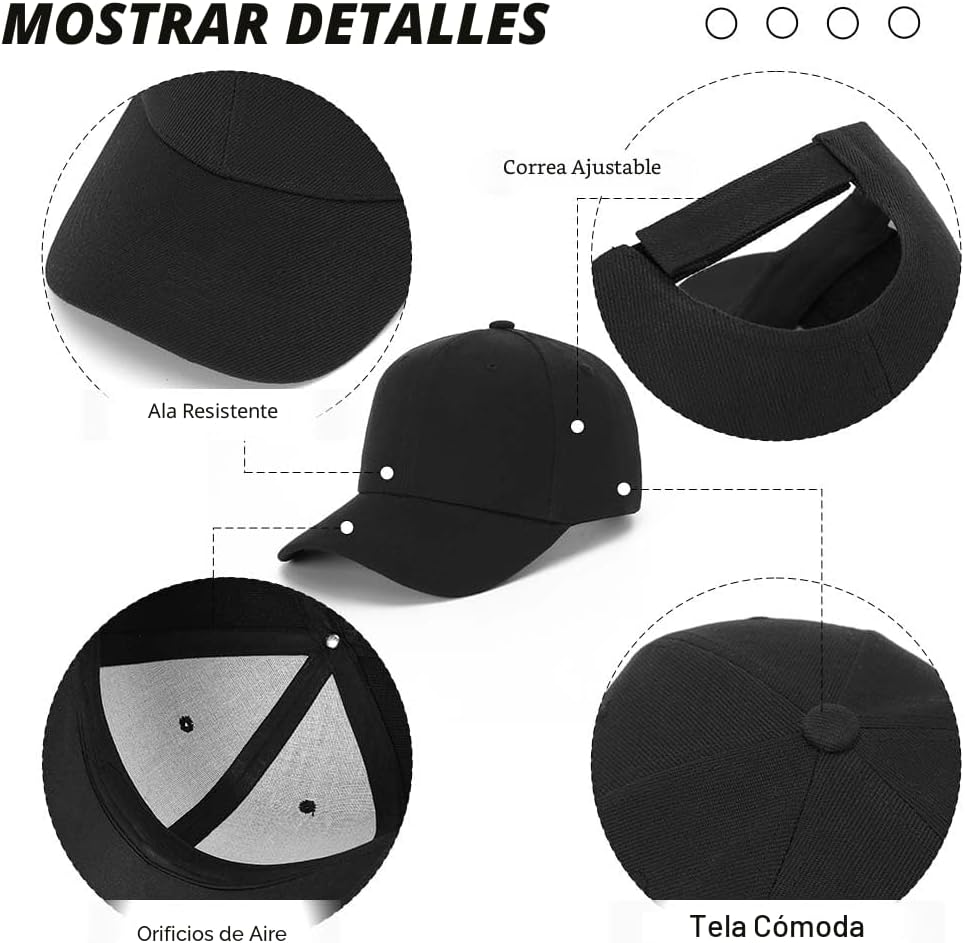 ZH Gorra de béisbol ajustable lisa - Lote de 12 gorras unisex de di...