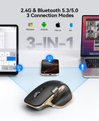 TECKNET Ratón inalámbrico, desplazamiento lateral Bluetooth recarga...