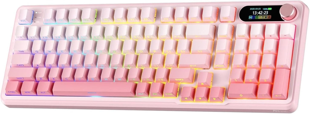 RK ROYAL KLUDGE Teclado mecánico inalámbrico S98 con pantalla intel...