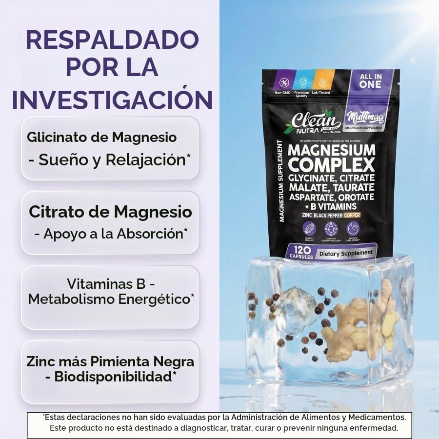 Clean Nutraceuticals Complejo de magnesio con citrato de glicinato...