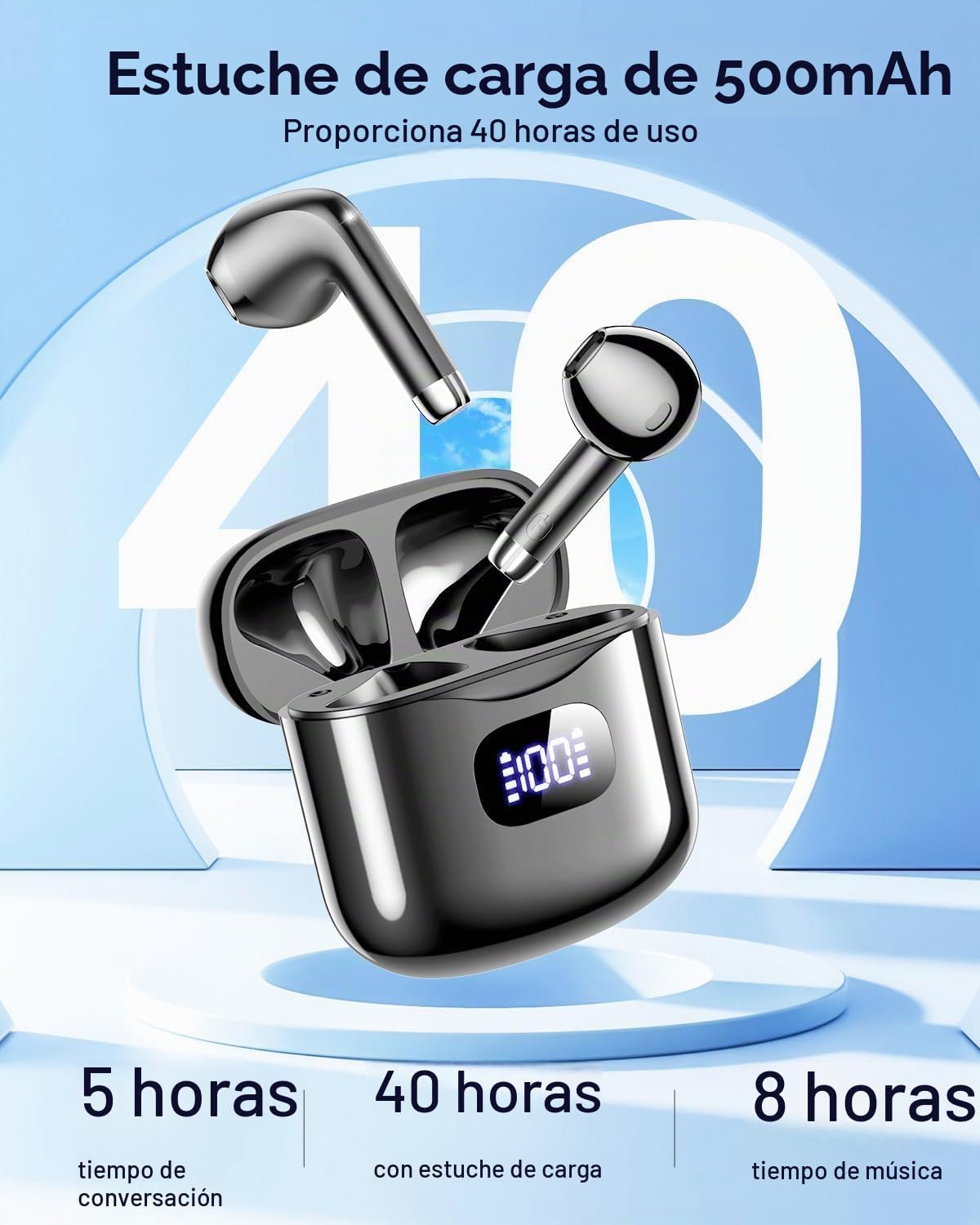 KTGEE Auriculares inalámbricos Bluetooth 5.3 Auriculares con auricu...