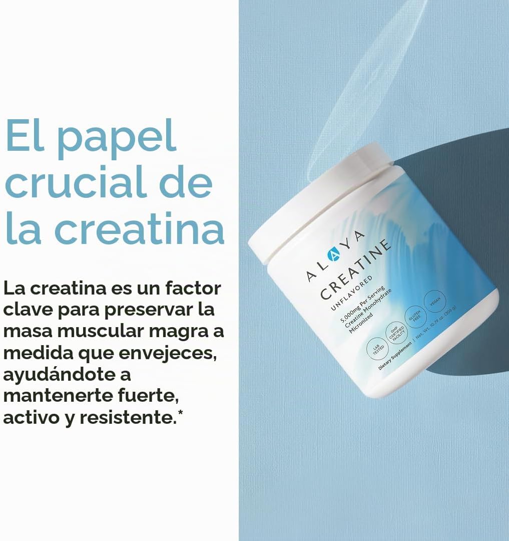 Alaya Naturals - Monohidrato de creatina micronizada en polvo, vega...