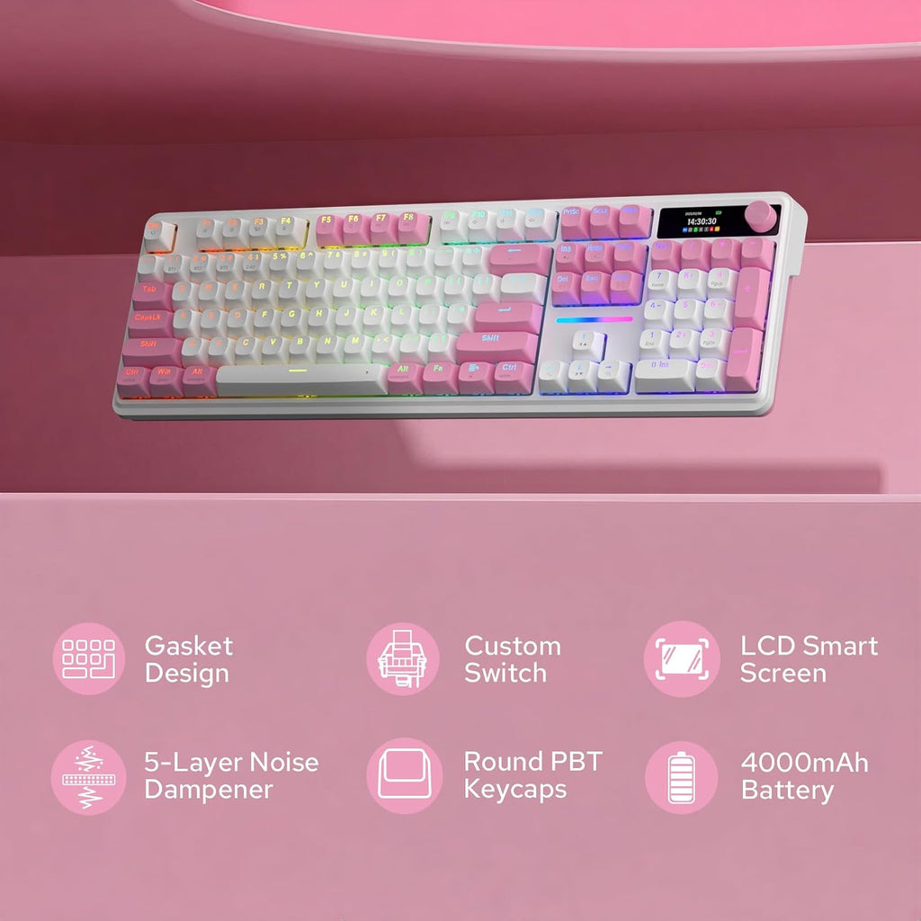 Redragon K762 PRO - Teclado, pantalla y perilla para juegos con jun...