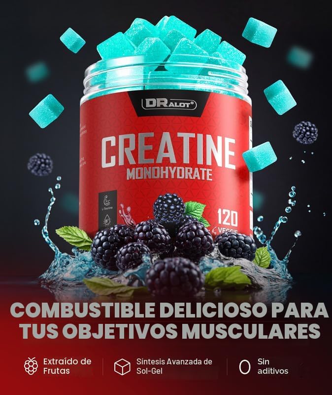 Dralot Gomitas de Monohidrato de Creatina 99.99% Más 15% de Fuerza,...