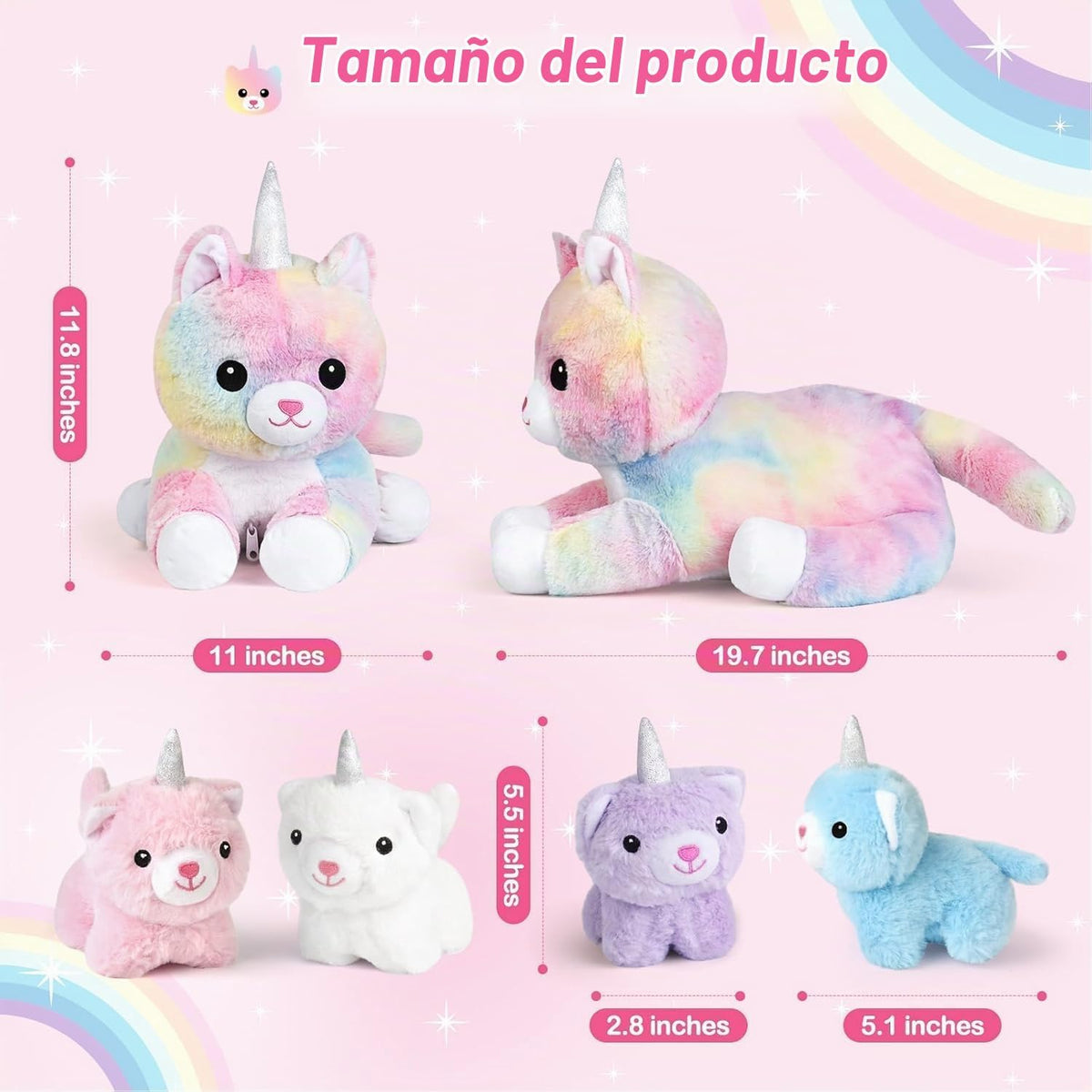 KMUYSL - Juguetes de peluche para mamá con 4 bebés, animal de peluc...