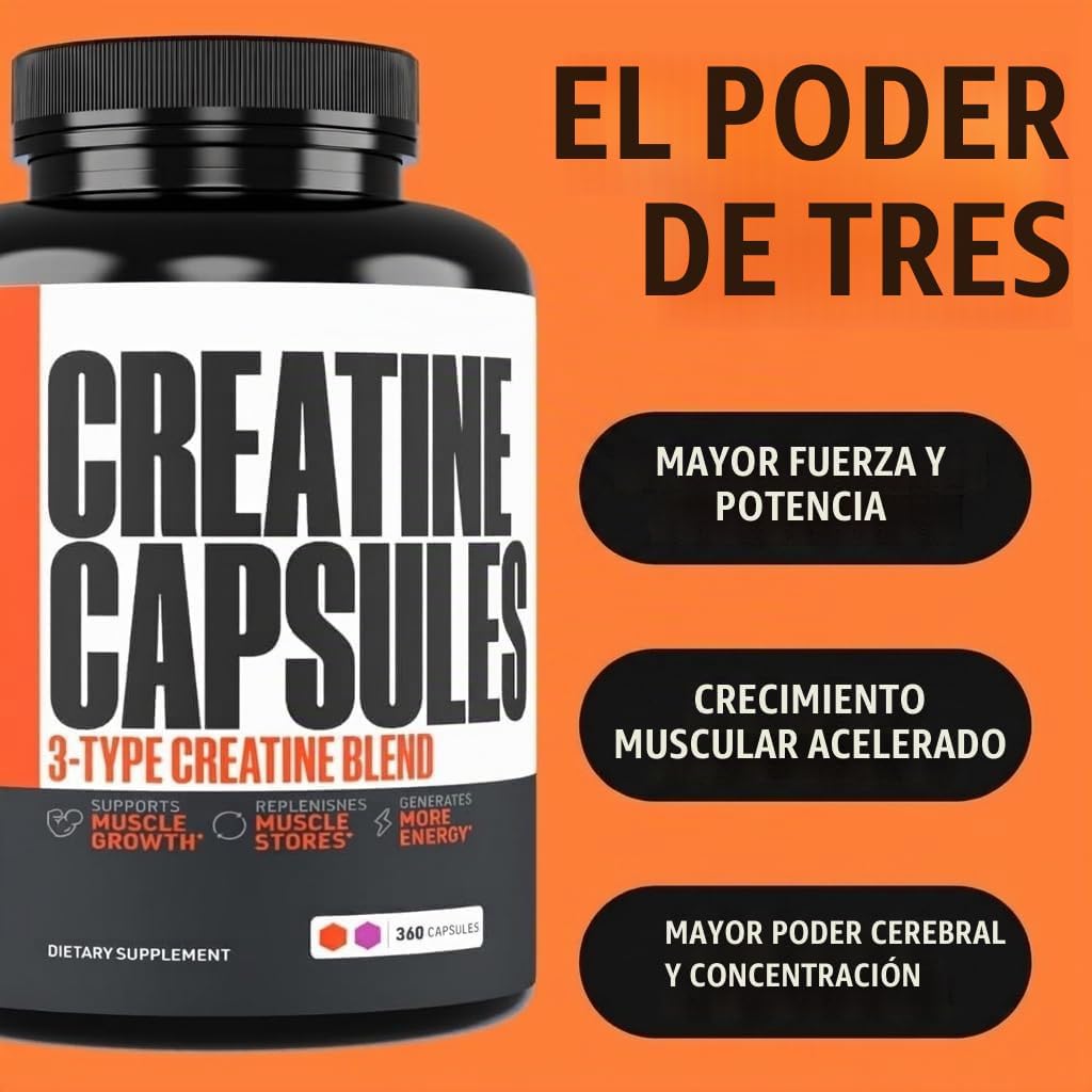 Crazy Muscle Cápsulas de Creatina, 5g de Ganador de Masa a Granel P...