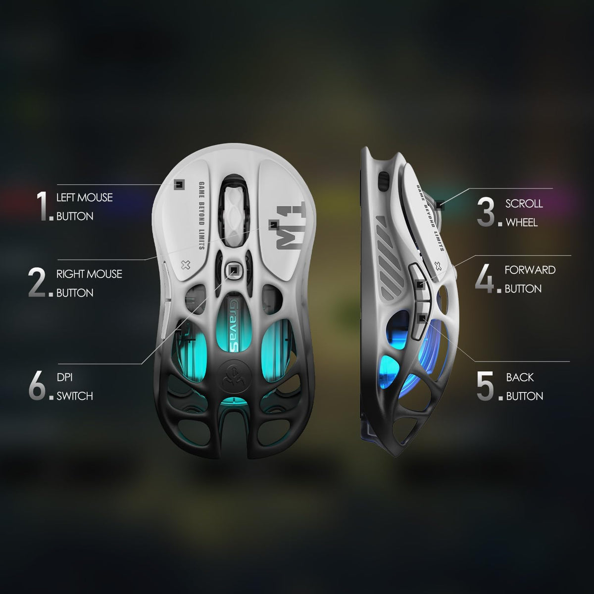 GravaStar Mercury M1 Pro Tri-Mode Mouse inalámbrico para juegos | A...