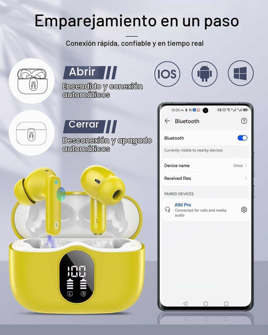 Auriculares inalámbricos, Bluetooth 5.4 Auriculares estéreo y llama...