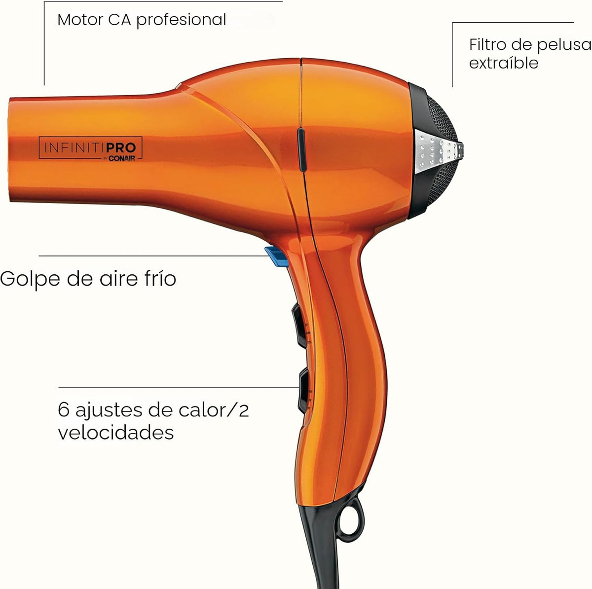 Secador de pelo Conair Infiniti PRO con difusor, concentrador y cep...