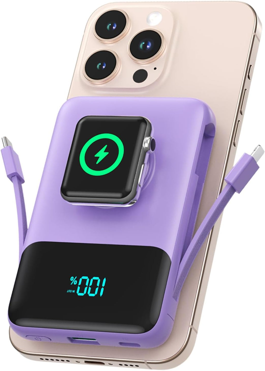 Cargador portátil magnético para iPhone, cargador de batería 6 en 1...