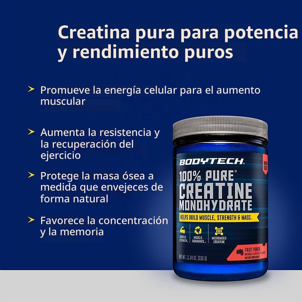 BodyTech - Monohidrato de creatina en polvo, ponche de frutas, 11.6...