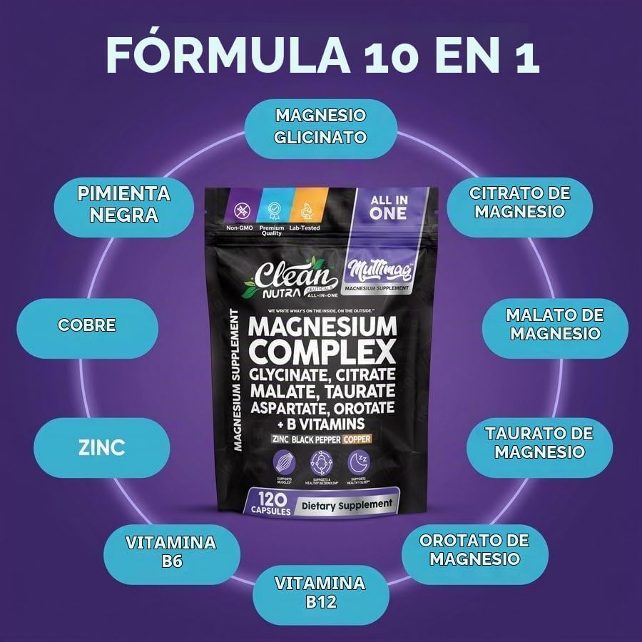 Clean Nutraceuticals Complejo de magnesio con citrato de glicinato...