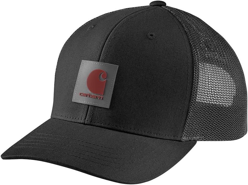Carhartt Gorra de parche con logotipo de malla de sarga flexible re...