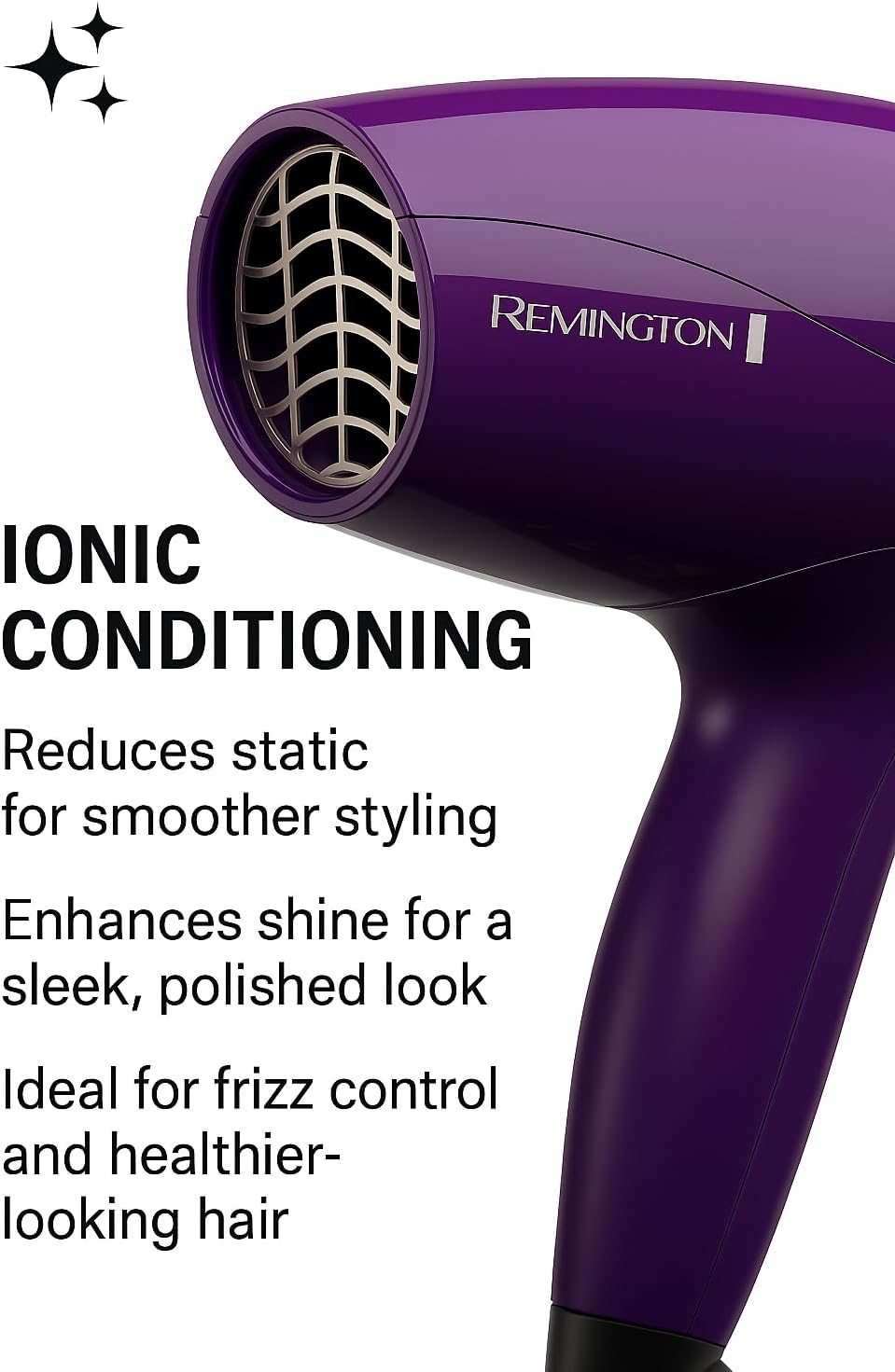 Secador de pelo compacto Remington Ionic, 1875 W, secador portátil...