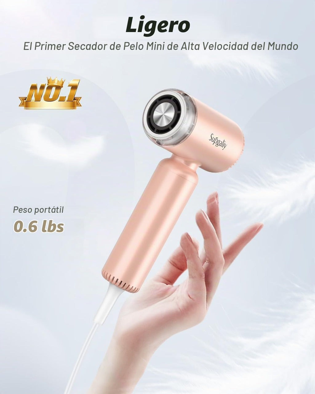 SUPGALIY Secador de pelo de viaje de doble voltaje, secador de sopl...