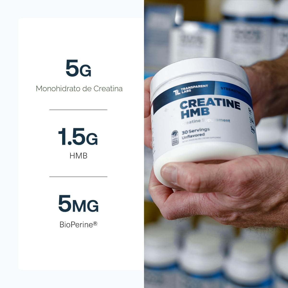 Transparent Labs Creatine HMB - Polvo de monohidrato de creatina co...
